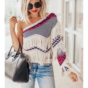 House of Harlow x Revolve one shoulder sweater